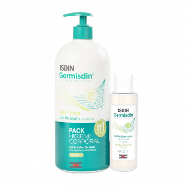 Isdin Germisdin Body Hygiene Dry Skin 1000ml Hand Sanitiser 120ml Set 2 Pieces