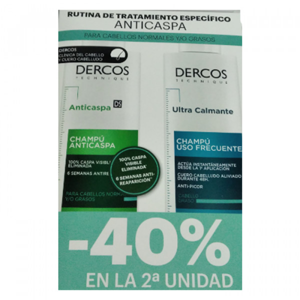 Dercos Shampooing Antipelliculaire Gras Ds 200ml Shampooing Ultra Apaisant Á Usage Fréquent 200ml Set 2 Pièces