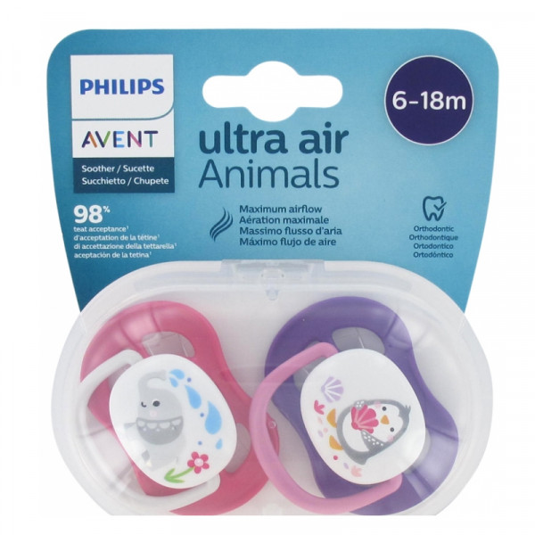 Avent 2 Ultra Air Animaux Sucettes 6 18 Mois Bébé Fille