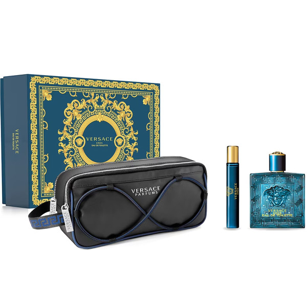 Coffret Versace Eros Eau De Toilette 100ml + Trousse de Toilette + Eau de Toilette 10ml