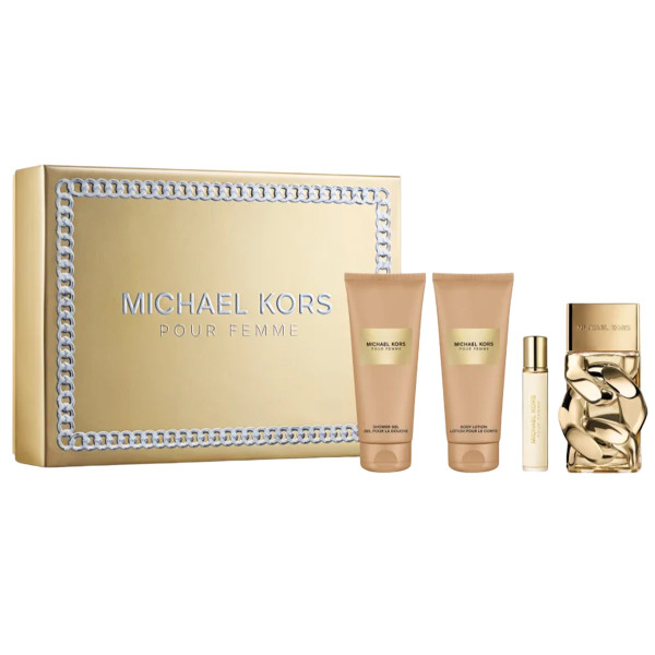 Coffret Michael Kors Pour Femme : Eau de Parfum 100ml + gel douche 100ml + lait corps 100ml + Eau de Parfum 10ml