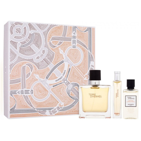 Coffret Hermès Terre d'Hermès : Parfum 75 ml + Gel Douche 40ml + Parfum 15ml